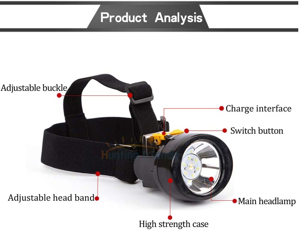 Mining Llight Rechargeable Headlamp Lamp Miners LED Headlamps Flashlight KL2.8LM Camping Lights for Night Running Fishing Hunting Waterproof Explosion-Proof (Yellow) - Image 3