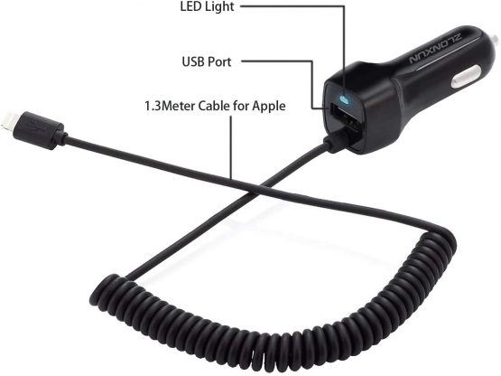 ZLONXUN Car Charger with 3FT Cable Compatible for iPhone 12 Pro Max/11 Pro/11/XS/XR/8/8 Plus/7/7 Plus/SE/6/6S Plus - Image 2
