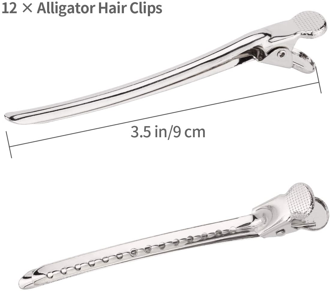 Crocodile Clips Hair, Metal Silver Styling Hair Clips, with Holes Professional for Salon Sectioning Hair Clip (Silver) - Image 3