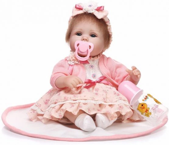 Pinky Lovely Soft Silicone Vinyl 17" 43cm Baby Doll Real Life Like Reborn Realistic Newborn Nurturing Dolls Toy Magnet Pacifier Xmas Gift - Image 4