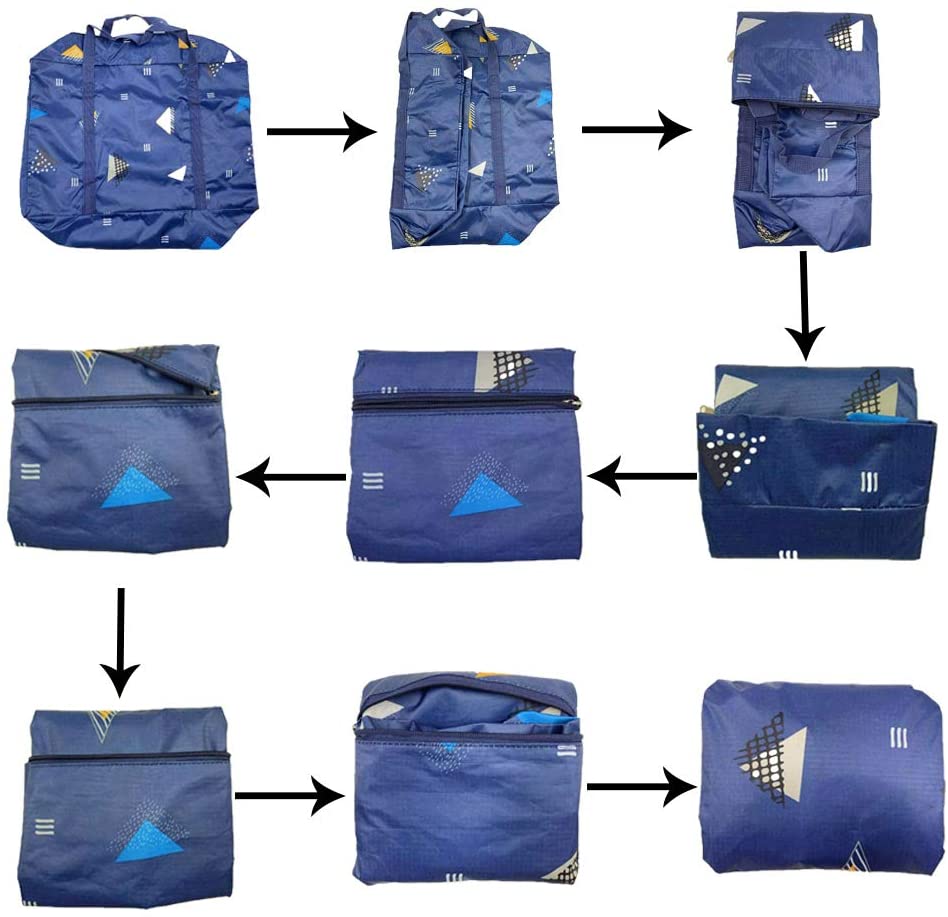 2 Pack Foldable Travel Duffel Bag with Fixed on The Trolley Case - Image 3
