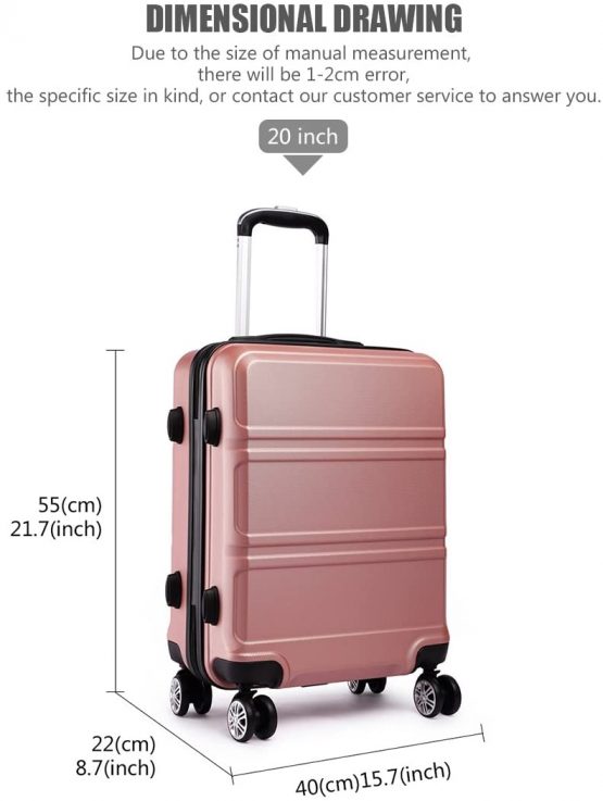 Kono Fashion Hand Luggage Lightweight ABS Hard Shell Trolley Travel Suitcase with 4 Wheels Cabin Carry-on Suitcases (20", Nude) - Image 2