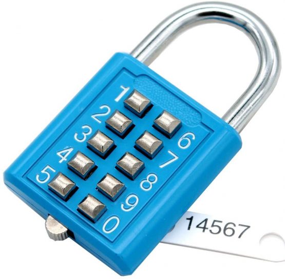 Minion Stainless Steel Padlock 10-Digit Button Combination Password Lock， Without Key for Gym Sports Field Locker Room Storage Room Anti-Theft (Blue)