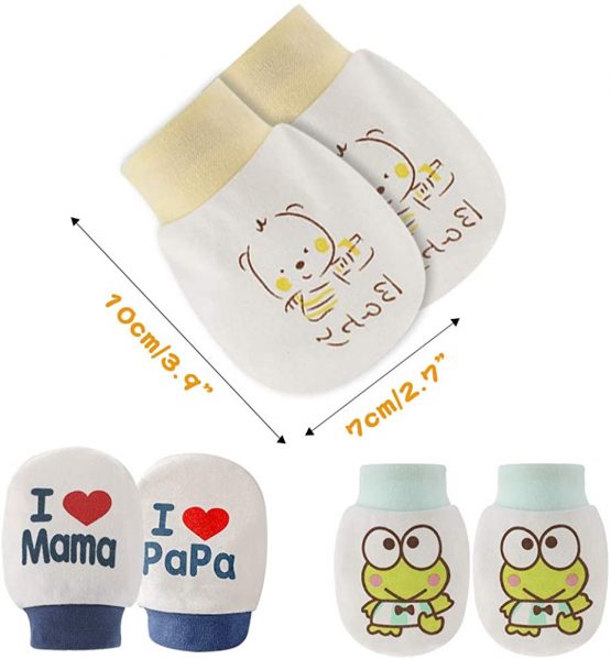 NOCHME  Baby Anti Scratch Mittens for Newborn Boys Girls , 3 Pair Super Soft Adjustable No Scratch Cotton Baby Gloves Mits, 0-10 Months, White - Image 2