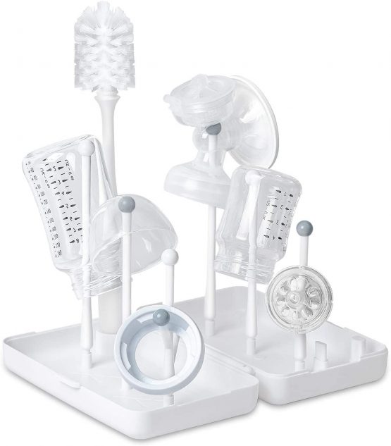 Termichy Space-Saving Baby Bottle Drying Rack with Removable Sticks Compact Brush Suit for Travel Camping Outdoor(Grey)