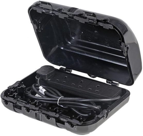 Pro Elec pl15326pl IP64 Outdoor Enclosure with 4 Gang 2 m Extension Lead - Black