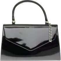 Girly Handbags New Patent Clutch Bag Handbag Small Hard Case Designer Ladies Fashion (Black)