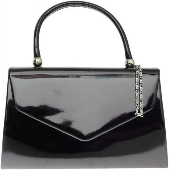 Girly Handbags New Patent Clutch Bag Handbag Small Hard Case Designer Ladies Fashion (Black)