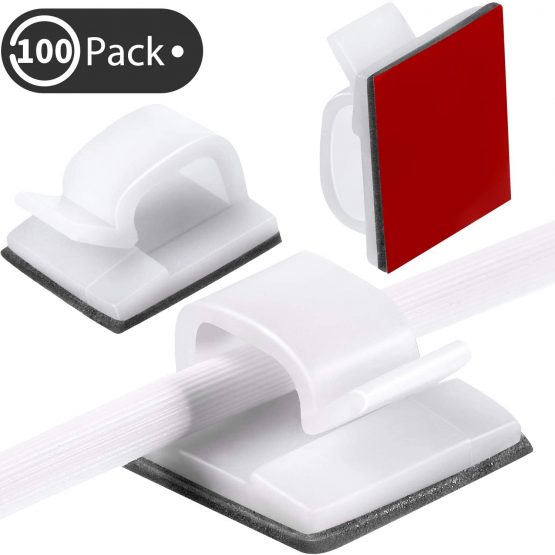 100 Pieces Mini Outdoor Cable Clips with Adhesive Tapes Light Clips