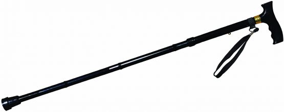 Folding Walking Stick In Black - Portable - Fully Adjustable - Lightweight - Aluminium - None Slip Foot - Simple And Hassle Free - Image 2