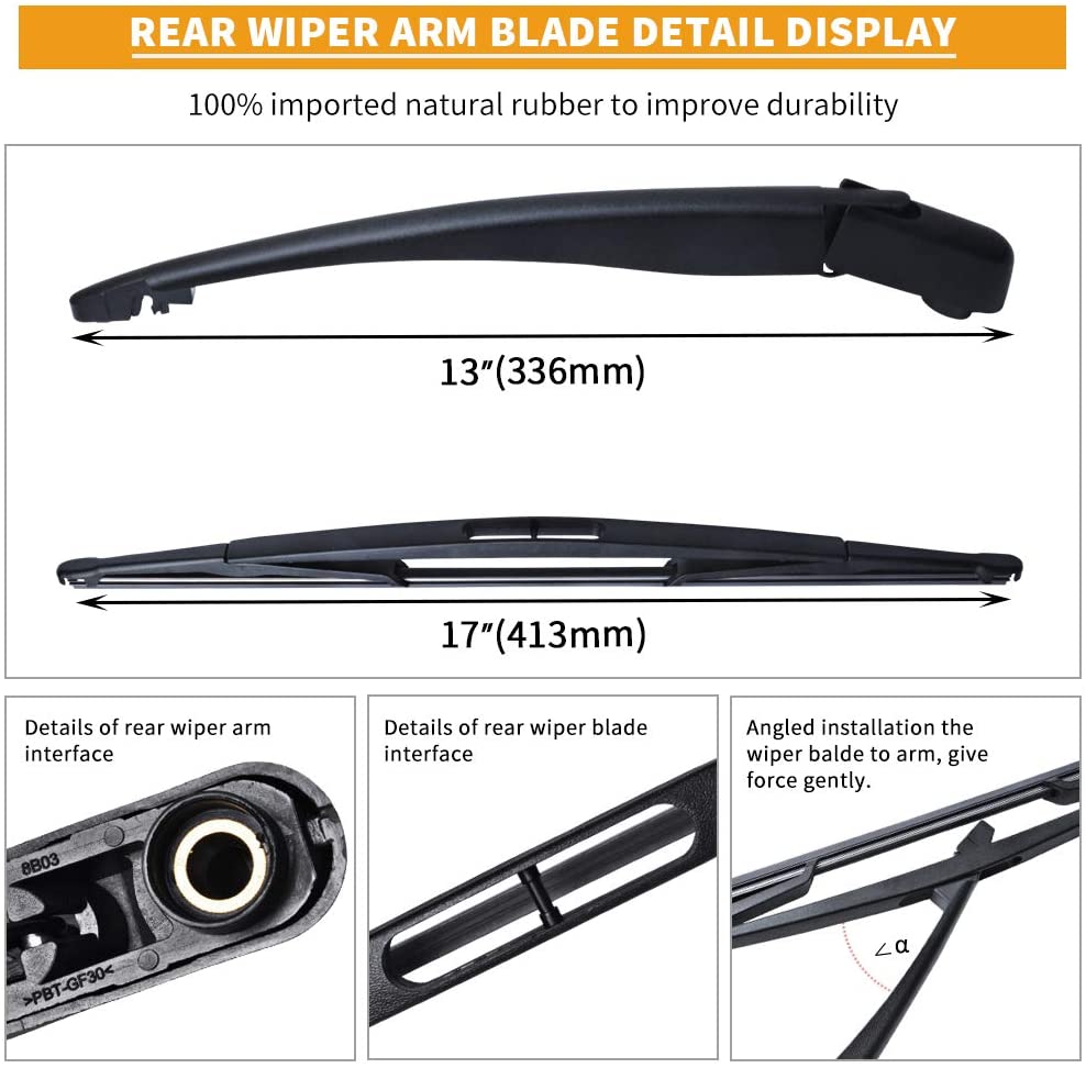 MIKKUPPA Rear Wiper Arm Blade - Replacement for Vauxhall Corsa C 2000-2006, Back Windscreen Wiper Assembly Replacement, Easy to install - Image 2