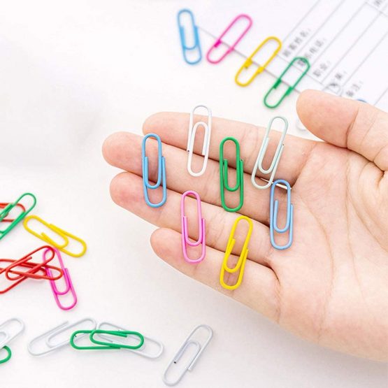 kuou 100 Pcs Coloured Paper Clips, Plastic-Coated Metal Paperclips Paper Clips Clamps with Box for Office School Stationery Document, Small Paper Clips(28mm, Assorted Color) - Image 2