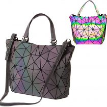 Fashion Top-Handle Women Geometric Luminous Holographic Purses and Handbag Luminous Geometric Bag Flash Reflactive Shard Lattice Tote Bags Cross Body Bag for Women and Girls