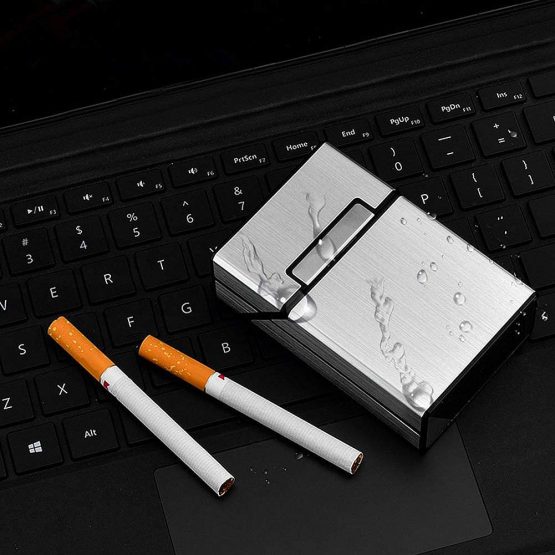 Sinzau Cigarette Case Aluminum for Whole Package Cigarettes 20 Pieces, Anti-Extrusion, Splash Proof, 2-pack (Grey & Rose Red) - Image 4