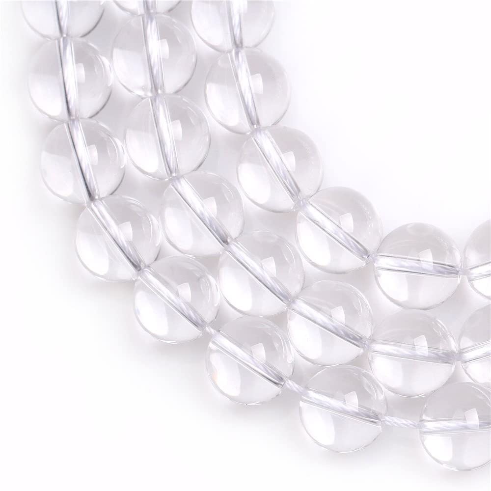 Grade natural white clear rock quartz crystal beads 15'' (white/12MM) - Image 2