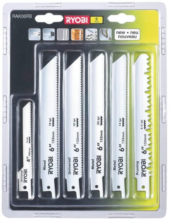 Ryobi RAK06RB Reciprocating Saw Blade Set, 6 Piece