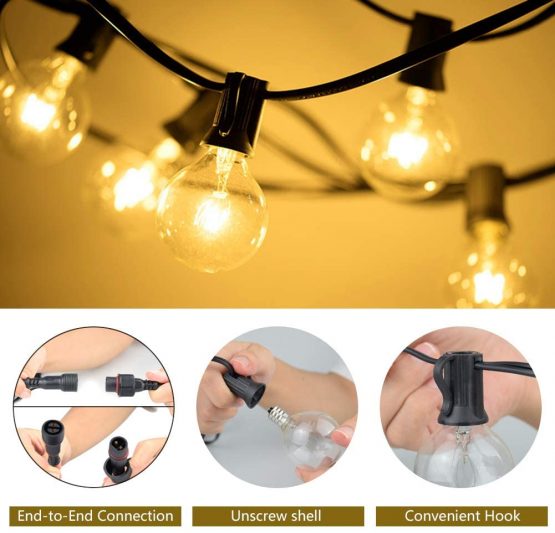 Opard Outdoor Garden String Lights 25 Bulbs 28ft G40 with 3M Extension Cable Waterproof Outdoor String Lights for Patio, Garden, Gazebo - Image 3