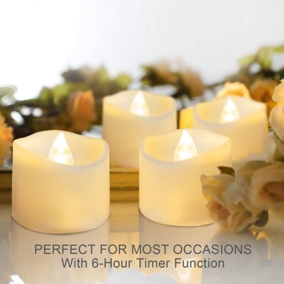Homemory 24 Pack LED Timer Tealights Flameless Flickering Tea Lights Candles with Timer, Warm White Light - Image 2