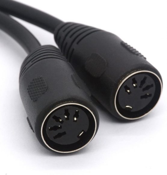 MIDI Splitter Cable, MIDI 5 Pin DIN Plug Male to 2 DIN Female SmartPhone AUX Headphone Stereo Jack Adapter Y Input Cable for MIDI keyboard, electric piano, synthesizer, MIDI guitar - Image 3