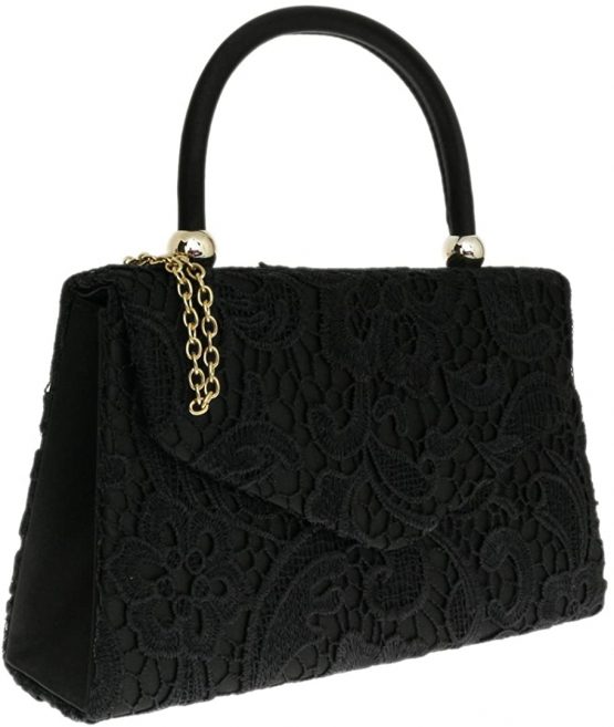 Girly HandBags Lace Satin Top Handle Clutch Bag Handbag Wedding Vintage Designer Womens Fashion - Image 2