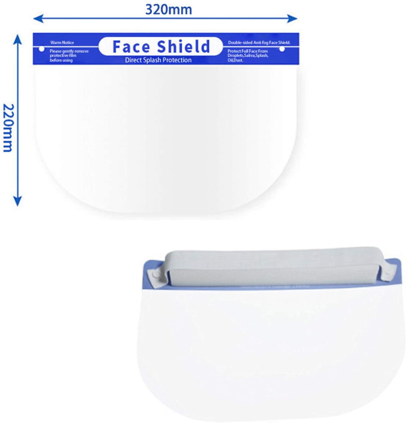 2 Pack Reusable Face Shield Transparent Anti Fog Protective Full Face Cover Hat Protect Eyes and Face for Men and Women Unisex Adjustable Face Shield with Elastic Band for Children and Adults - Image 4