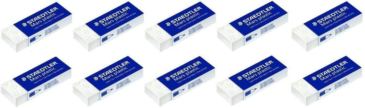 10 x Staedtler Mars Plastic Pencil Eraser Rubbers School Office Drawing