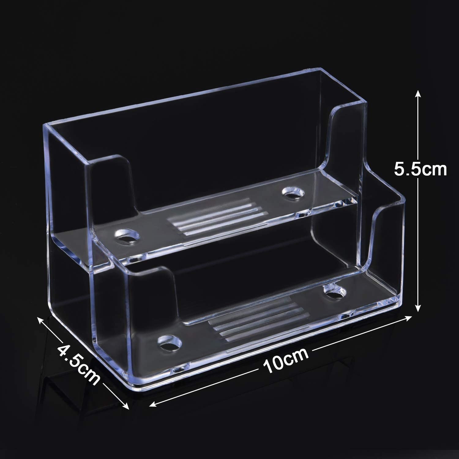 2 Pack Clear Business Card Holder 2 Tiers Plastic Card Stand Organizer