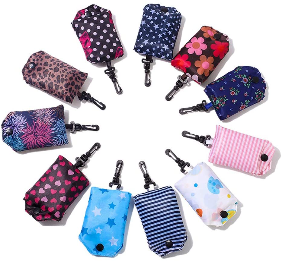 Kaxich 6 Pack Foldable Shopping Bags Reusable Grocery Shopping Tote Bags Eco-friendly Travel Recycle Folding to fits in Pocket