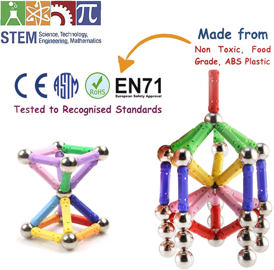 Veatree 206Pcs Magnetic Building Sticks Blocks Toys - Image 3