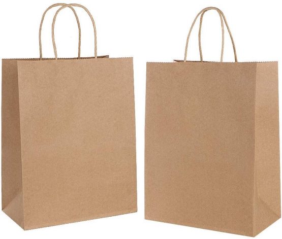 20pcs Paper Bags with Handles, Gift Bags Recycled Paper BagsWith Twisted Handles for Grocery Baking Shopping Merchandise Boutique Retail (Thicken 130gsm)