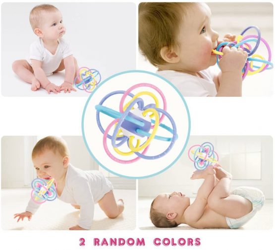 WEofferwhatYOUwant Sensory Teether and Rattle. Grab, Chew, and Shake. Plastic center for Easy Cleaning and No Exposed Screws. Baby Safe for plus 0 months. - Image 2