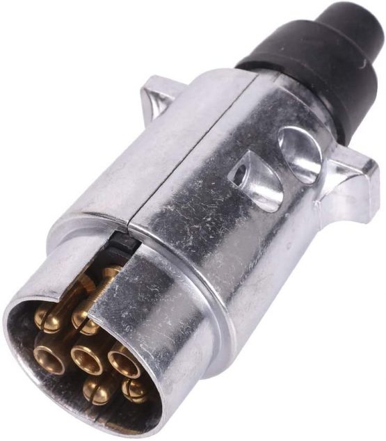 AOHEWEI Towbar Electrics Trailer Plug 7 Pin Metal Aluminium Alloy 7 Way Car Lights Connectors for Boats RV Caravan or Other Commercial Vehicle（plug）