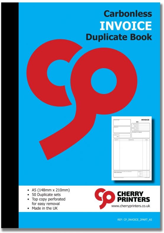 Cherry NCR Invoice Duplicate Book, A5, 50 Sets