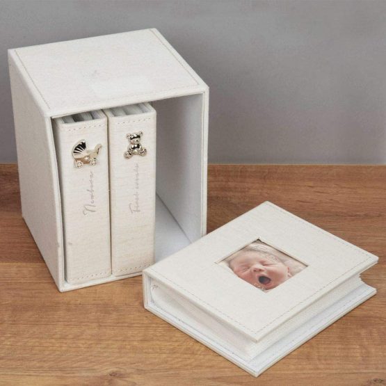 Bambino by Juliana Linen Fabric Set of 3 Baby Photo Albums 4"x6" - Image 4