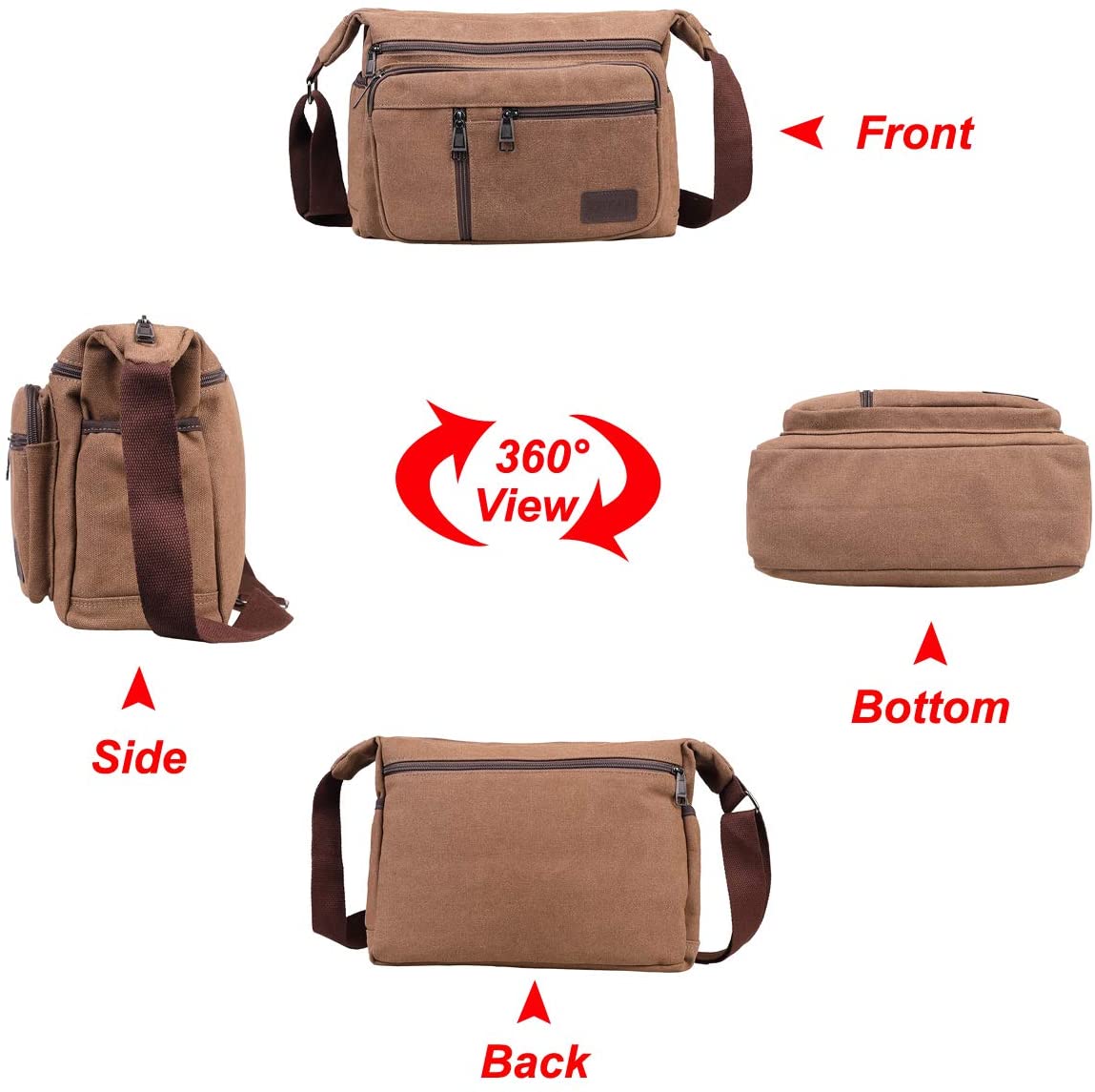 BOMKEE Messenger Bags for Men Shoulder Bags Water Resistant Canvas Crossbody Bag - Image 3