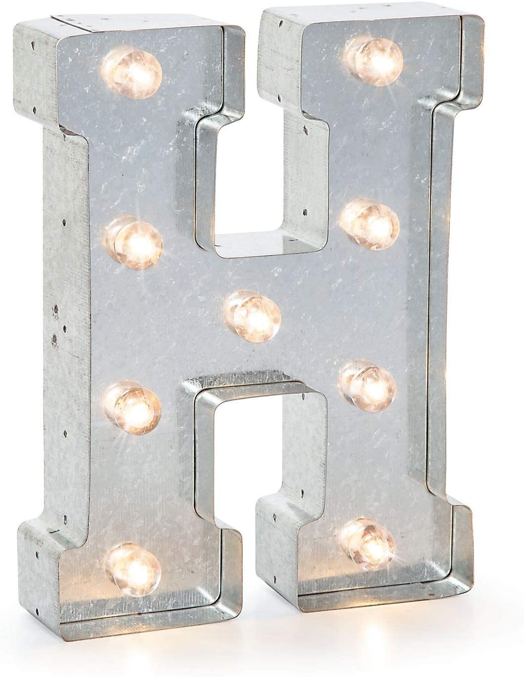 Darice Metal Marquee Letter 9.875-inch, H, Galvanized Silver, 9"