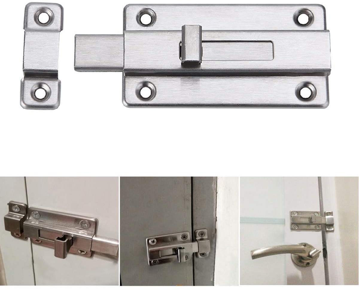 Door Bolts, 2 Pieces Stainless Steel Door Latch Gate Latch Sliding Door Lock - Image 3