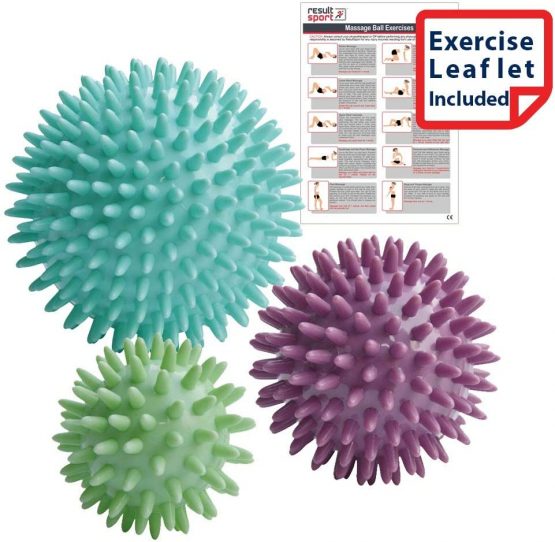 ResultSport Pack of 3 - Spiky Massage Balls Stress Reflexology - 6cm, 8cm, 10cm - Plantar Fasciitis Recovery, Trigger Point Massage - Myofasical Relief, Exercise Ball, Lacrosse Ball
