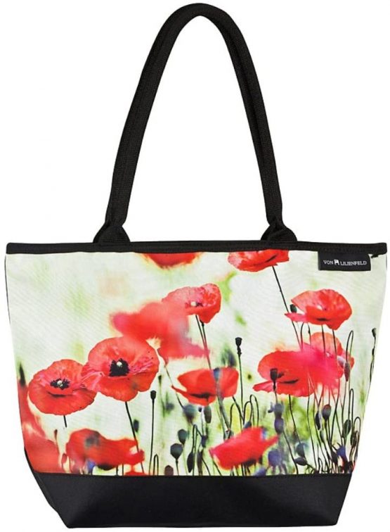 VON LILIENFELD® Tote Bag Shopping Travel Spacious Shopper Casual Flower Poppies