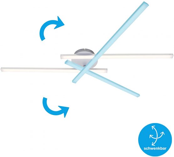Briloner Leuchten LED Ceiling Light, 2-Bulb Ceiling Light, 700 Lumen, 3000 Kelvin (Warm White) 9 Watt, Aluminium-Coloured, 782x120x110mm (Lxwxh) - Image 3