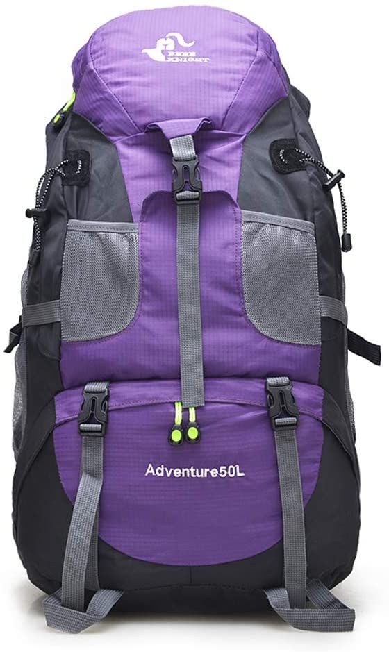 free knight 50L Waterproof Ultra Lightweight Hiking Backpack,Frameless,Outdoor Sport Daypack Travel Bag for Climbing Camping Touring Mountaineering Fishing (Purple)