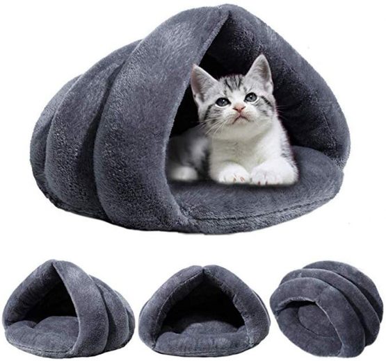 Beskie Pet Tent Cave Bed For Small Medium Cats Dogs Pets Sleeping Bag Thick Fleece Warm Slipper Dog Bed Cuddler Burrow House Hole Igloo Nest Cozy Triangle Bed For Cat Puppy - Image 3