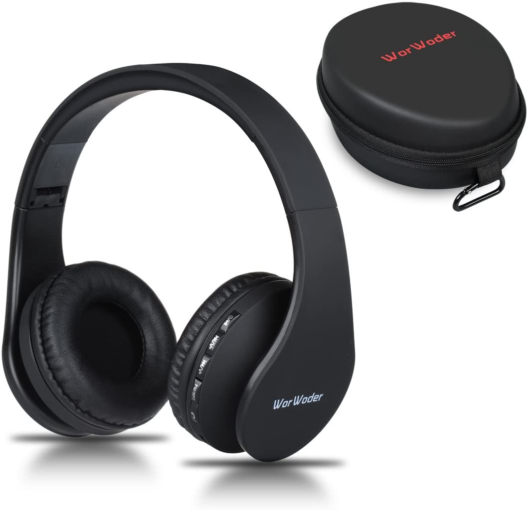 WorWoder Bluetooth Headphones Over-Ear, Foldable Wireless and Wired Stereo Headset Micro SD/TF, FM for Cell Phone PC