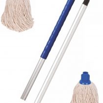Discounted Cleaning Supplies Mop Kit Professional Colour Coded Mop Handle and 2 Mop Heads (BLUE)