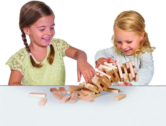 Eichhorn Stacking game, skill game for the whole family, balance tower made of untreated wood, wobble tower, 54 pieces, suitable from 5 years - Image 3