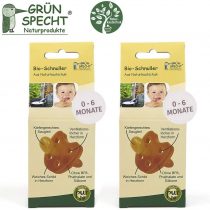 Gruenspecht Bio Dummies Natural Rubber 0-6 Months Set of 2 Soft Heart Shape Orthodontic Shape