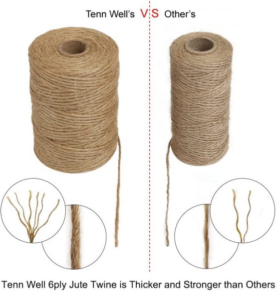 tenn well Jute Twine 328 Feet, 6 Ply 2.32mm Thick Garden Twine Brown String for DIY Crafts, Gift Wrapping, Floristry, Gardening and Bundling Packing - Image 4