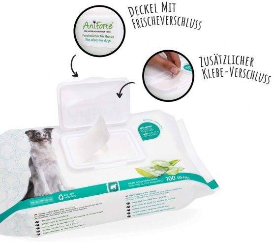 AniForte Wet Wipes for Dogs 100 Pack - XXL Natural & Biodegradable Deodorising Cleaning Wipes with Extra Fresh Scent, Hypoallergenic, Extra Mild, Gentle, Non-Tear - Image 3