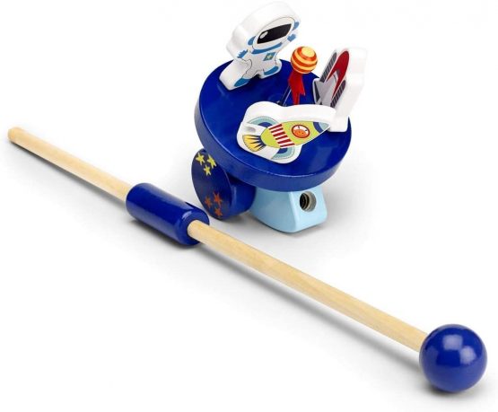 Mousehouse Gifts Space Rocket Push Along Wooden Toy for Baby or Toddler - Image 2