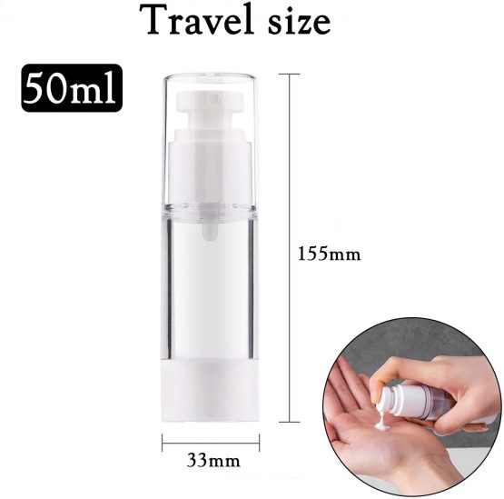 Alledomain 6Pcs 50Ml Airless Pump Bottle | Refillable Empty Clear Travel Lotion Pump Containers Dispenser/Vacuum Press Pump Bottles for Foundation, Essence, Lotion - Image 2